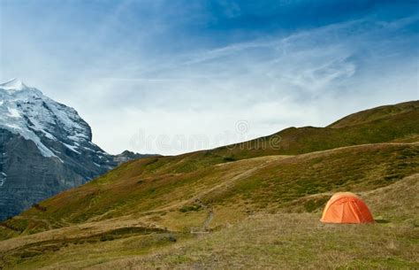 Camping tent in swiss alps stock photo. Image of country - 19819008