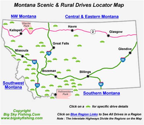 Montana Scenic & Backcountry Drives : Locator Map for 44 Scenic Routes in Montana