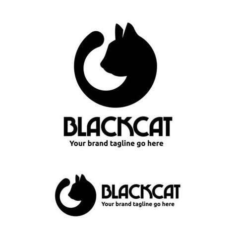 black cat logo design vector free download