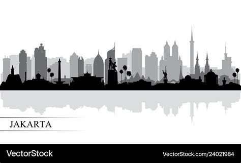 Jakarta city skyline silhouette background Vector Image