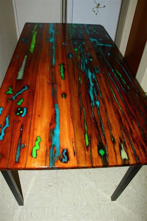 glow in the dark epoxy wood table - Caroline Gill