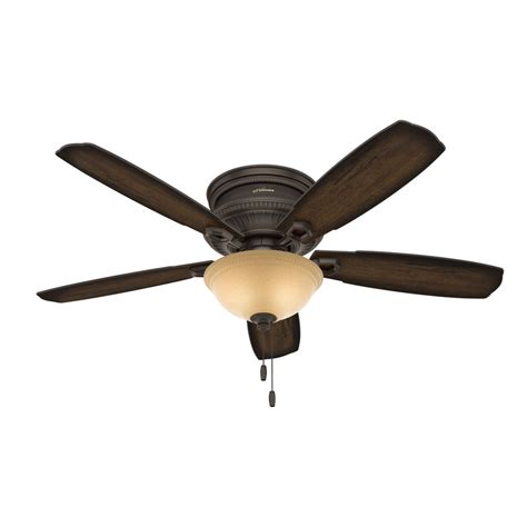 Hunter Ambrose 52-in LED Indoor Flush Mount Ceiling Fan with Light Kit (5-Blade) at Lowes.com