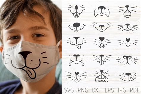 Animal face mask svg, face mask bundle kids, mask (1003668)