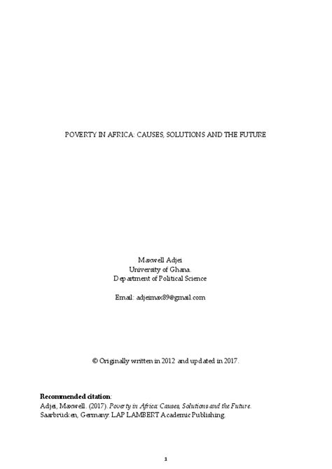 (PDF) POVERTY IN AFRICA: CAUSES, SOLUTIONS AND THE FUTURE