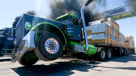 SEMI TRUCKS Drag Racing with 120,000 lbs Trailers!