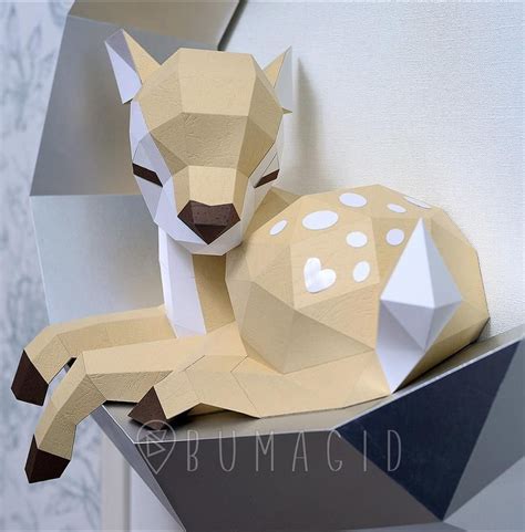 PDF TEMPLATE Fawn on the Moon: Low Poly Fawn Model Origami | Etsy in 2020 | Paper crafts, Paper ...