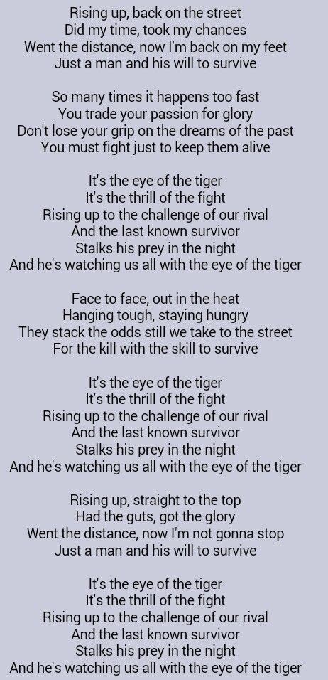 Rocky song eye of the tiger lyrics - daxhomes