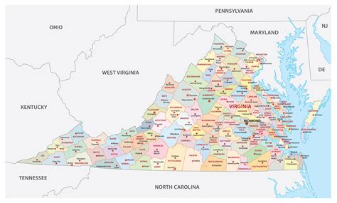 Map Of Virginia Showing Cities - Washington Map State