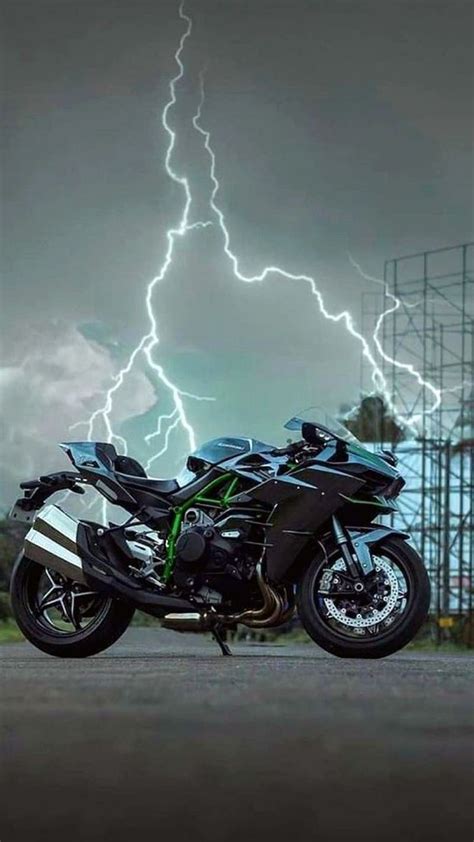 Kawasaki Ninja H2r, Thunder Lightning Background, bike, HD phone ...