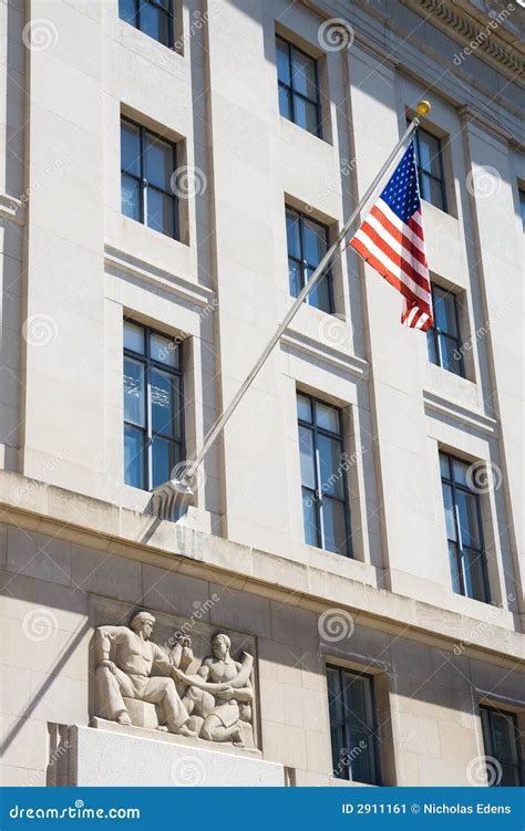 Building with American Flag in Stock Image - Image of american, building: 2911161