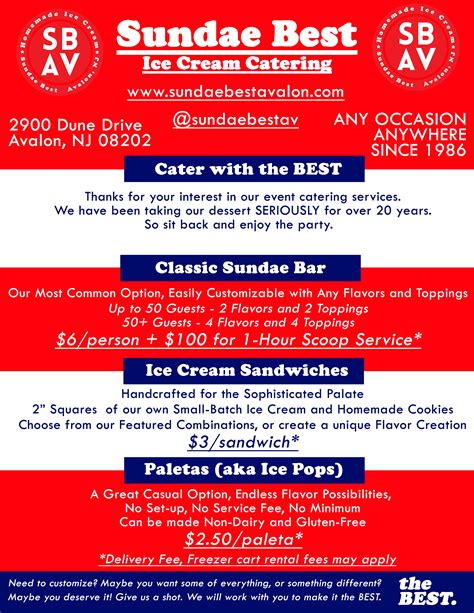 Catering - Sundae Best Homemade Ice Cream Parlor