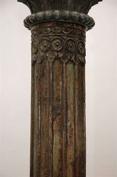 Pair of Carved Wooden Pillars Columns For Sale at 1stdibs