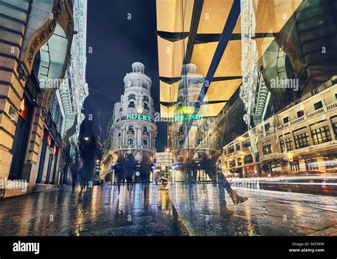 Gran Via street at night. Madrid. Spain Stock Photo - Alamy