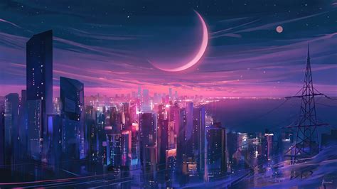 Buildings In Moon Background Hd Vaporwave Wallpapers Hd Wallpapers ...