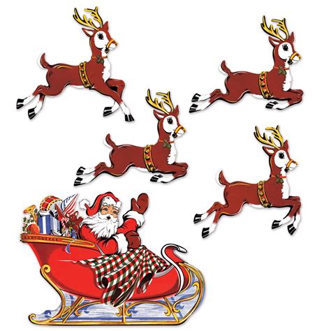 Viewing Product Vintage Christmas Santa & Sleigh Cutouts (12) - 360 Degrees Ltd