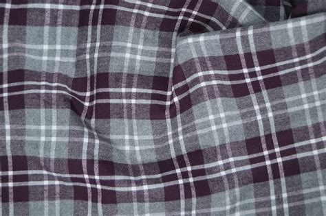 Maroon Plaid Flannel Shirt Fabric - Woodies Clothing