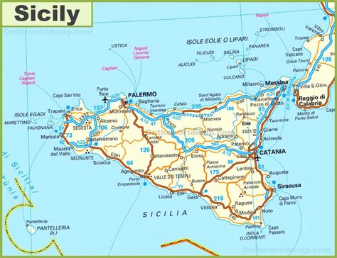 Road Map Of Sicily With Cities And Towns - Printable Map Of Sicily | Printable Maps