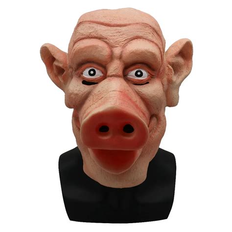 Funny Latex Pig Full Face Mask Cute Animal Head Halloween Masquerade ...