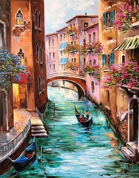 Venice Italy Painting Original Canvas Art Gondola Boat - Etsy