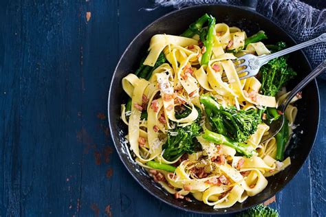 How to make Fettuccine Carbonara With Lemon Broccolini Recipe