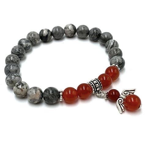 Grey Picasso Jasper & Carnelian bracelet – Carolina Trading