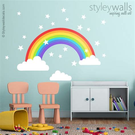 Rainbow Wall Decal Rainbow Wall Sticker Clouds Wall Decal | Etsy