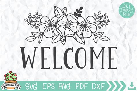 Welcome Sign SVG File, Flower Welcome Graphic by wanchana365 · Creative Fabrica