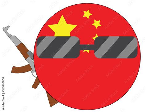 Cool China flag emoji. Round Chinese flag emoticon wearing sunglasses ...