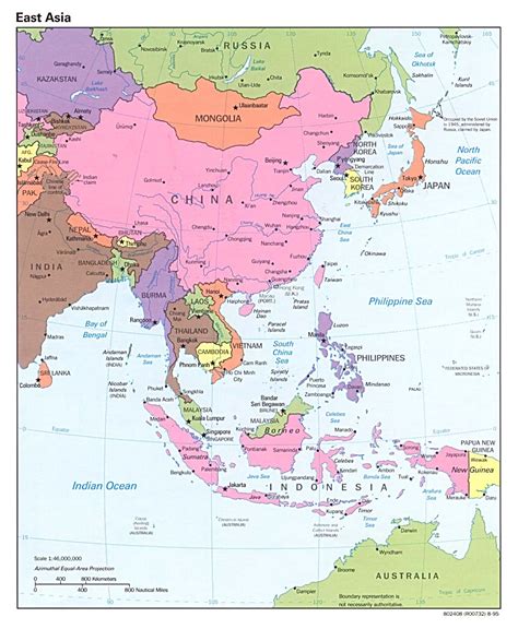 Detailed political map of East Asia with capitals – 1995 | Vidiani.com ...