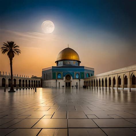 Aqsa mosque in evening with beautiful view in Palestine | Premium AI-generated image