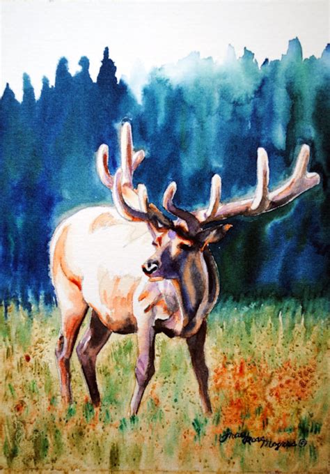 Elk Watercolor, Elk Painting, Elk Art, Watercolor Art, Original ...