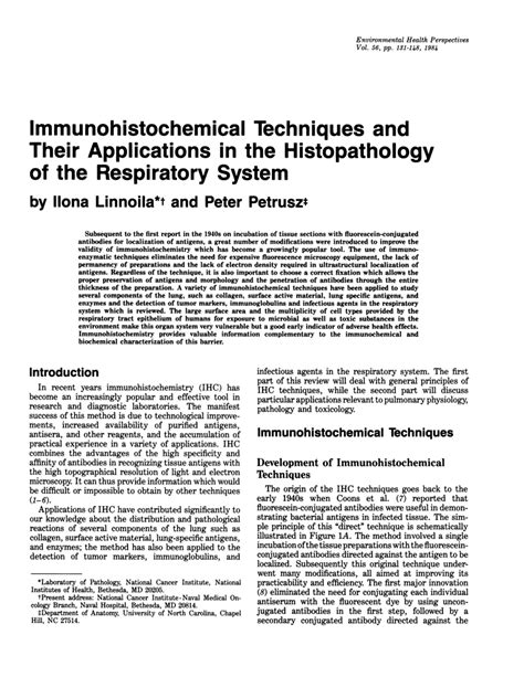 (PDF) Immunohistochemical Techniques and Their Applications in the Histopathology of the ...