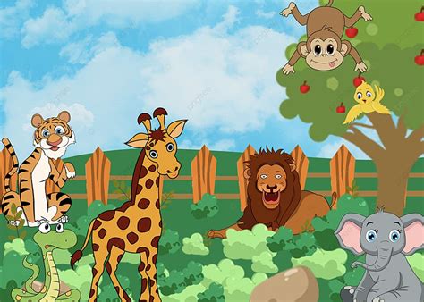 Kartun Kebun Binatang Jerapah Gajah Harimau Zoo Giraffe, Elephant Images, Cartoon Elephant ...