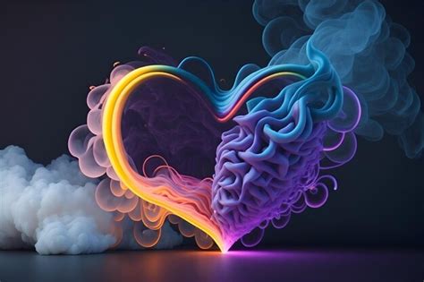 Premium AI Image | A heart rainbow smoke