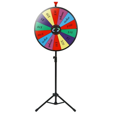 ZENSTYLE 24" Spin Wheel Freestanding Height Adjustable 14 Slots Colorful Prize Wheel Spinner ...