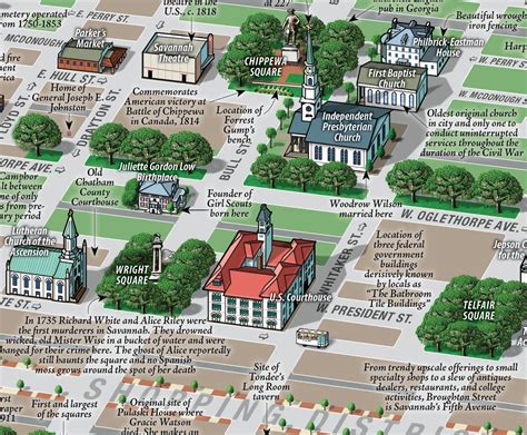 Free Walking Tour Map Of Savannah Ga - Explore the Historic Charm of the South - Best Tourist ...