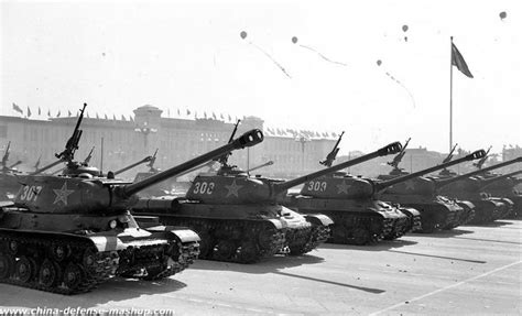 Chinese PLA IS-2 tanks rolling through Tiananmen Square in the 1959 Chinese National Day Parade ...