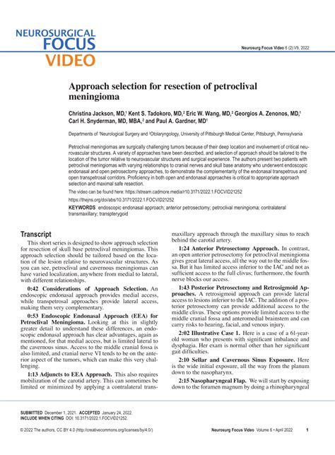 (PDF) Approach selection for resection of petroclival meningioma