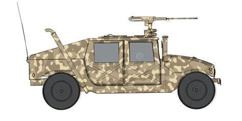 Camouflaged 3d Render Side View of Humvee Military Vehicle Stock Illustration - Illustration of ...