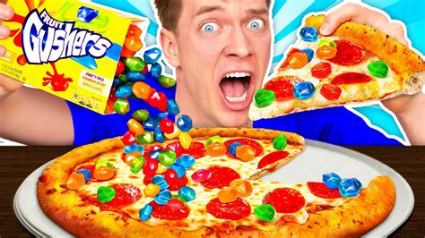 WEIRD Food Combinations People LOVE!!! *PIZZA & SOUR CANDY* Eating Funky & Gross Impossible ...