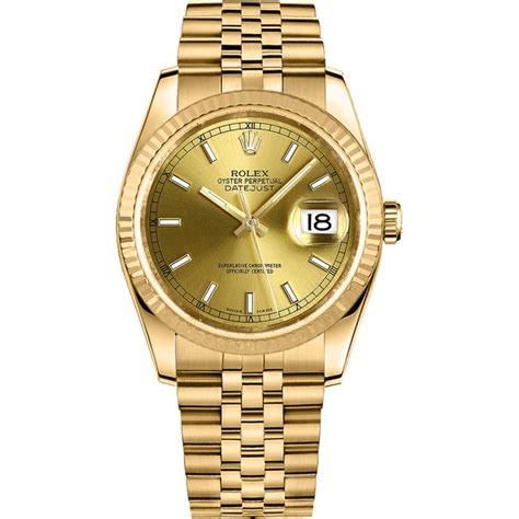 Rolex Datejust 36 Solid Gold Fluted Bezel Watch 116238-GLDSJ