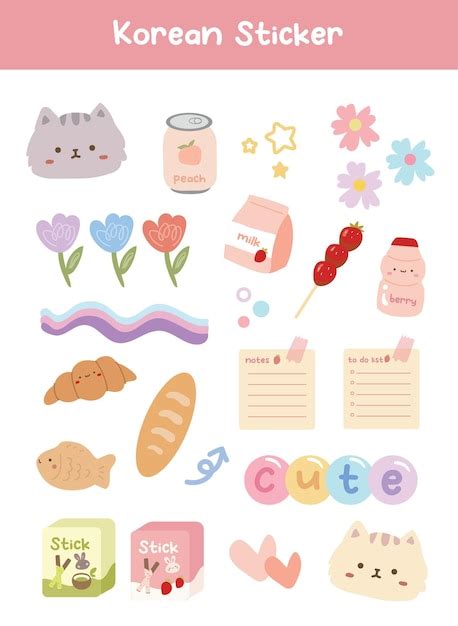 Korean sticker set Vectors & Illustrations for Free Download | Freepik