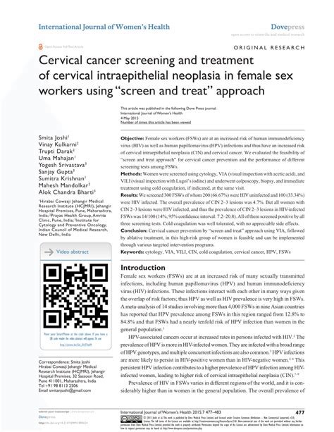 (PDF) Cervical cancer screening and treatment of cervical intraepithelial neoplasia in female ...