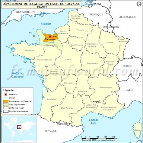 Calvados Carte de localisation, Département Calvados, France