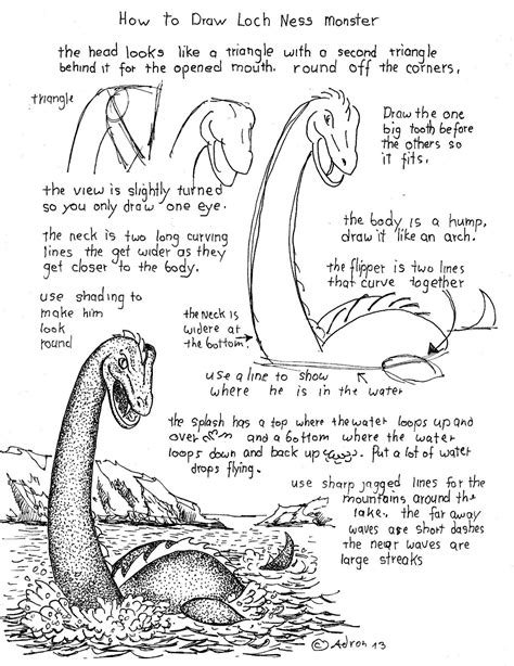 How to Draw Worksheets for The Young Artist: How To Draw The Loch Ness Monster, Worksheet