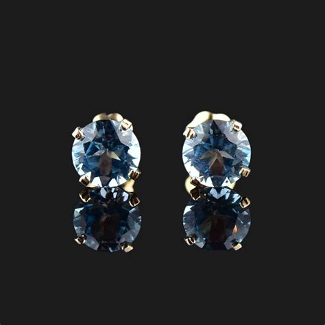 Vintage Blue Topaz Stud Earrings in 14K Gold – Boylerpf