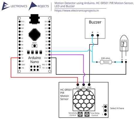 Motion Detector using Arduino, HC-SR501 PIR Motion Sensor, LED and ...