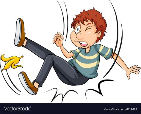 Man slipping on banana skin Royalty Free Vector Image