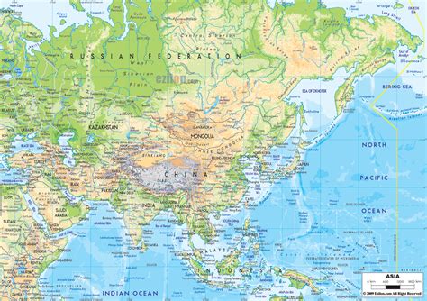 Physical Map of Asia - Ezilon Maps