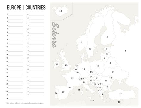 Europe: Countries Printables - Map Quiz Game